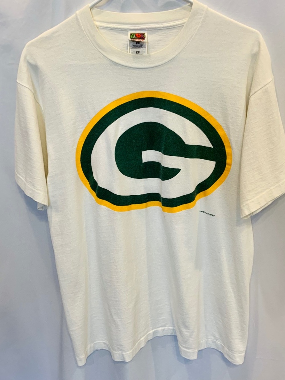 Vintage Green Bay Packers G Logo Single Stitch Graphic T-Shirt 1997 White Size L